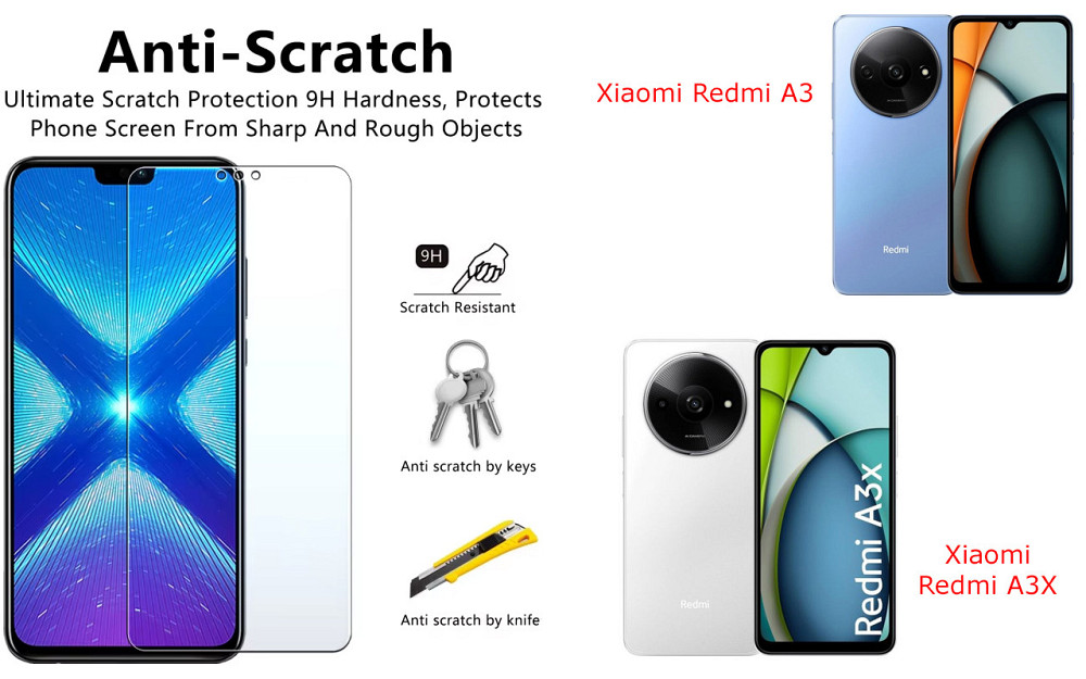 Защитное стекло NeoGlass для Xiaomi Redmi A3, Redmi A3X – ультрапрозрачное и устойчивое Киев - изображение 1