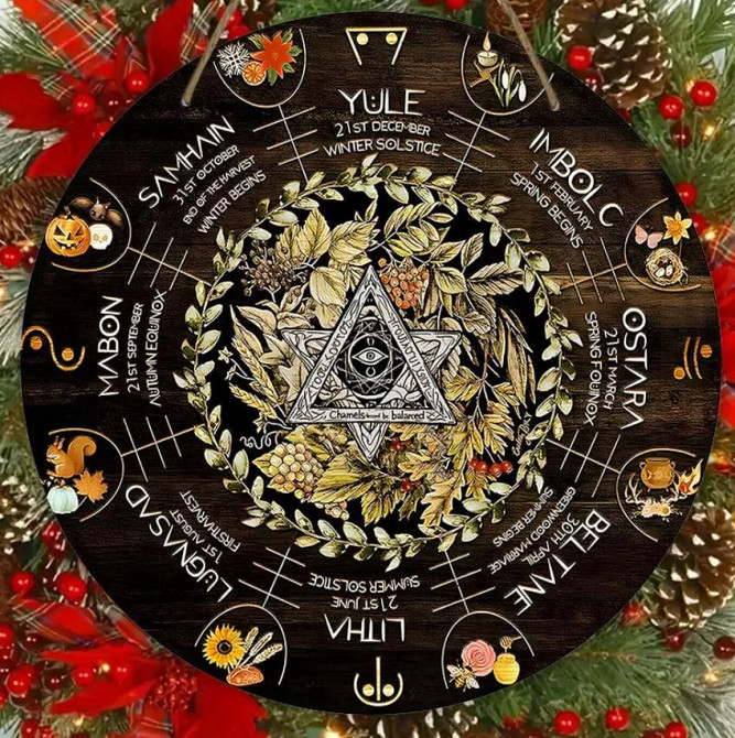 Викканский календарь, Деревянный знак Колеса Года, Языческий календарь, Викка, Ведьмовский декор на  Киев - изображение 4