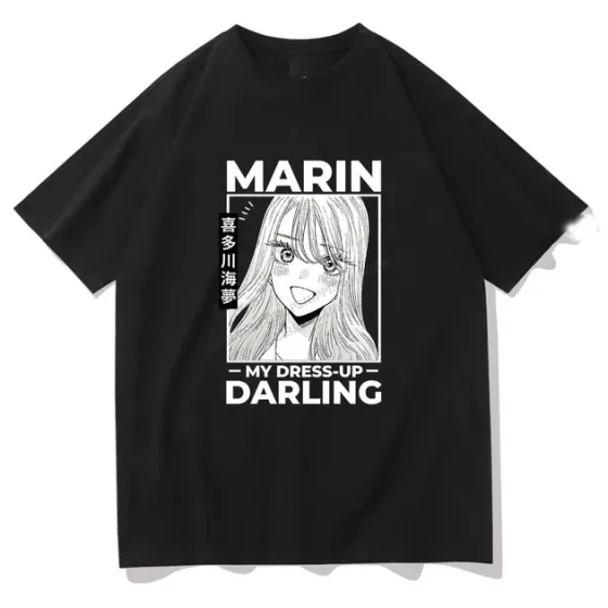 Футболка для мальчика с аниме принтом Фарфоровая куколка влюбилась оверсайз (рост от 165 до 180 ) Черный AnimeT1069m Днепр