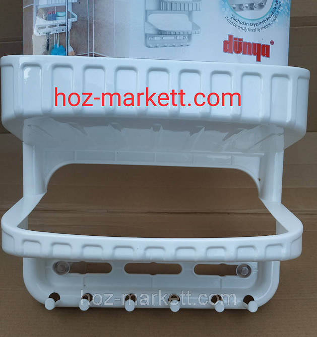 Полиця у ванну навісна настінна біла пластикова пряма 62 см Харків - фото 10