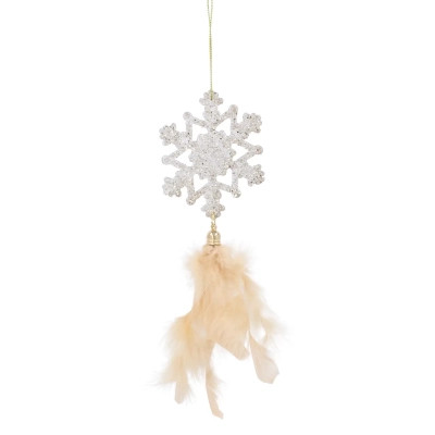 Елочная игрушка Chomik Янгол, бант, сніжинка з пір'ям, комплект 3 шт, 22 см, шампань (5900779855892) Винница - изображение 3