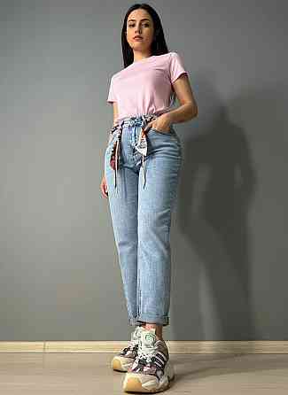 Джинси жіночі Dragon 8321 MOM jeans з поясом стрейчеві блакитні, блакитний, 28, 28, 74 см, 98 см Київ