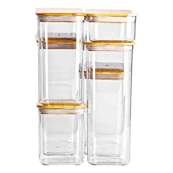 Yiwu Набір банок для сипучих продуктів 8 штук ємності з бамбуковою кришкою HP-1303 Коломыя