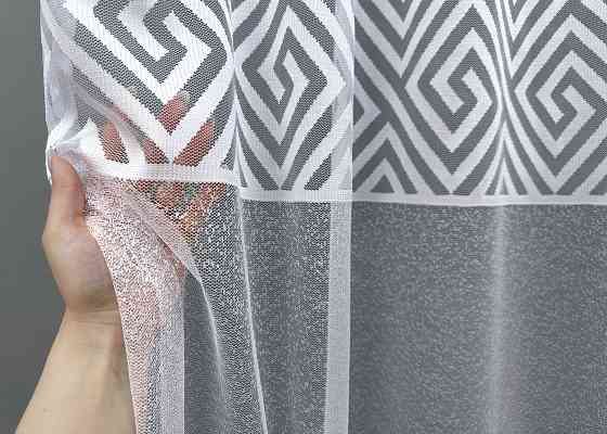 Тюль VR-Textil 1591т Ромб Меандр Жакард Білий 400х270 см (42-1359) Київ