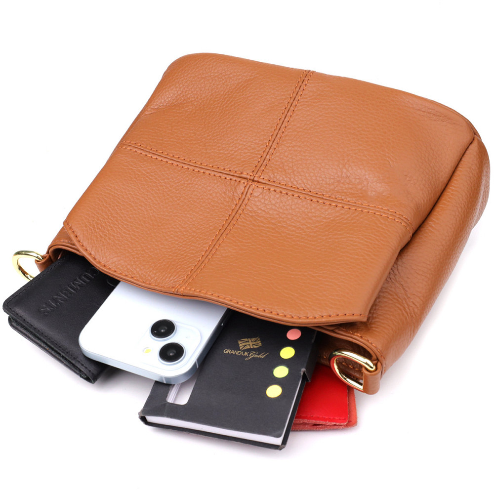 Стильна жіноча сумка на три відділення з натуральної шкіри Vintage 22975 Рудий Київ - фото 9