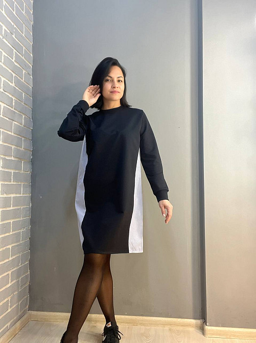 Сукня жіноча KEYYMOD 34091 комбинова сорочка мілка смужка оверсайз середньої довжини темно синя, темно-синій, L Київ - фото 14