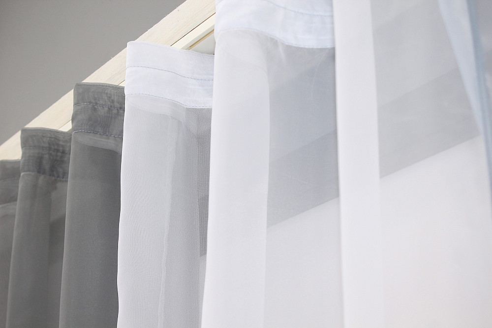 Кухонні штори VR-Textil № 017к комбіновані з підв'язками графітовий з білим 265х170 см (50-024) Київ - фото 4