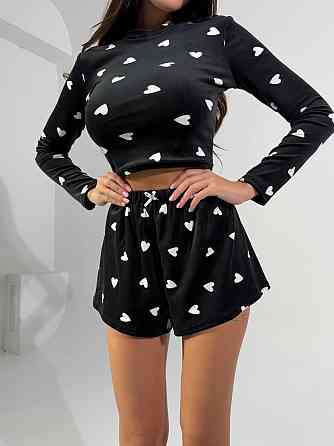 Жіноча стильна домашня принтована піжама плюшевий велюр Одеса