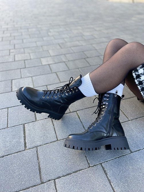 SOTHBY'S Черевики жіночі Sothby's чорні натуральна шкіра з утепленням висота 18см (M-1730/2 531 Коломия - фото 8