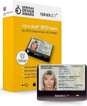 Считыватель смарткарт Reiner SCT cyberJack RFID Basis nPA eID USB Plug and Play сертифицирован BSI совместим с Киев