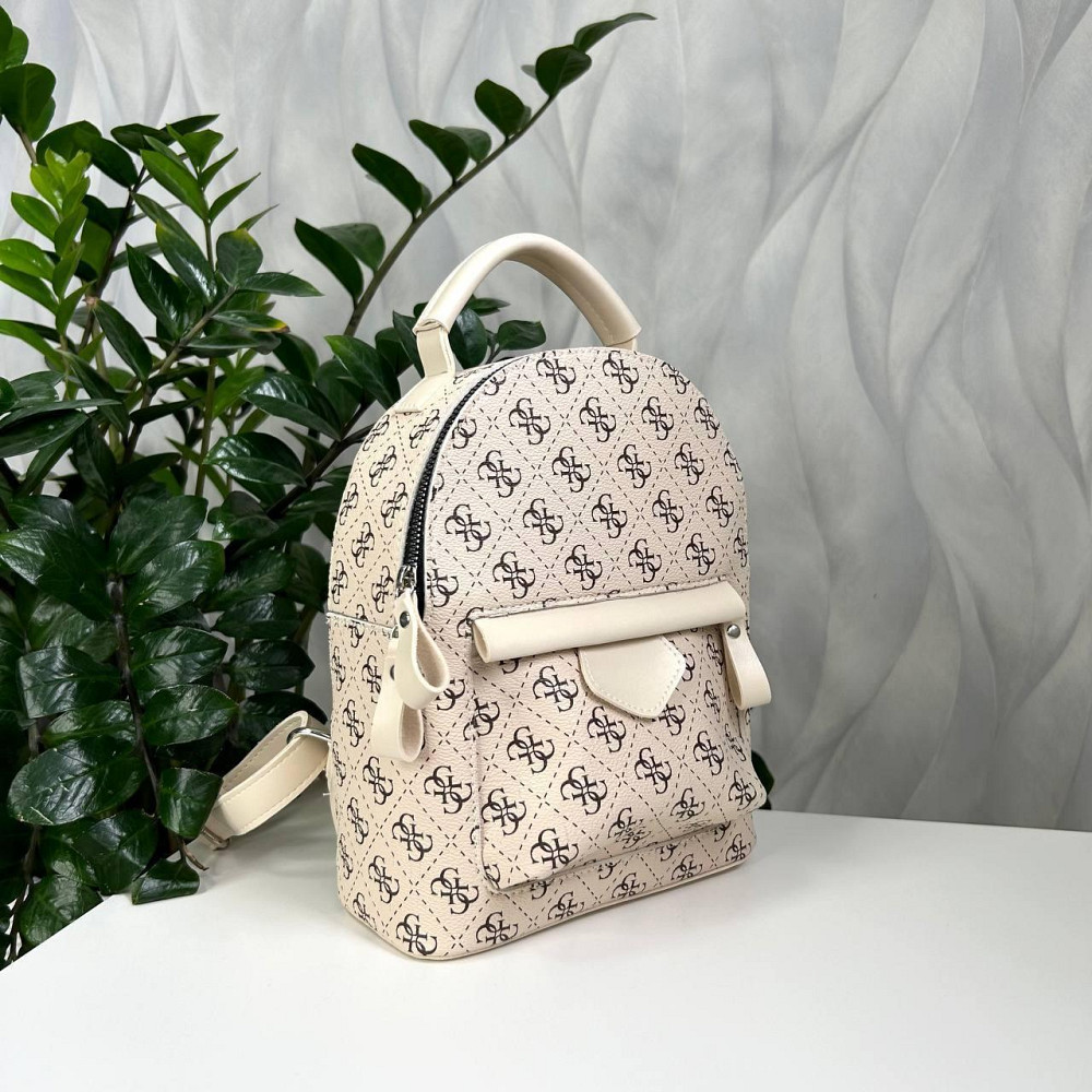 Женский рюкзак классический брендовый. Женский маленький брендовый рюкзак Бежевый 816 Киев - изображение 1