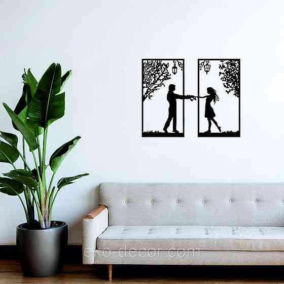 Декоративное настенное Панно «Девушка и парень» Декор на стену 70*55 см, Черный Киев