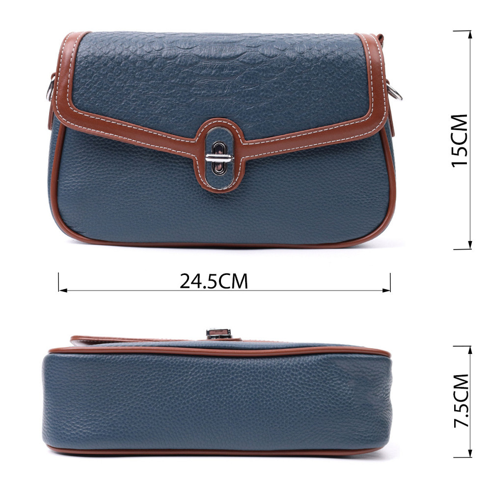 Сумка женская с фактурным клапаном из натуральной кожи Vintage 22622 Синяя Киев - изображение 3