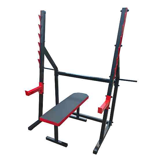 Скамья горизонтальная для жима + Стойки проф со страховкой 50 на 50 мм Киев
