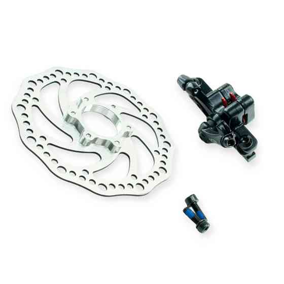 Велотормоз сборе дисковый 140 задний (вибрейк) (тормозная машинка) (калипер) F160, R140 в Мукачево