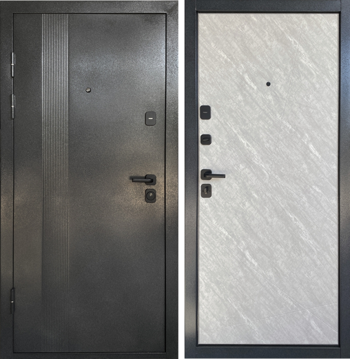 Вхідні двері Буковель Чорний муар+Бетон сірий 960х2050 см Вхідні двері для приватного будинку Київ - фото 1