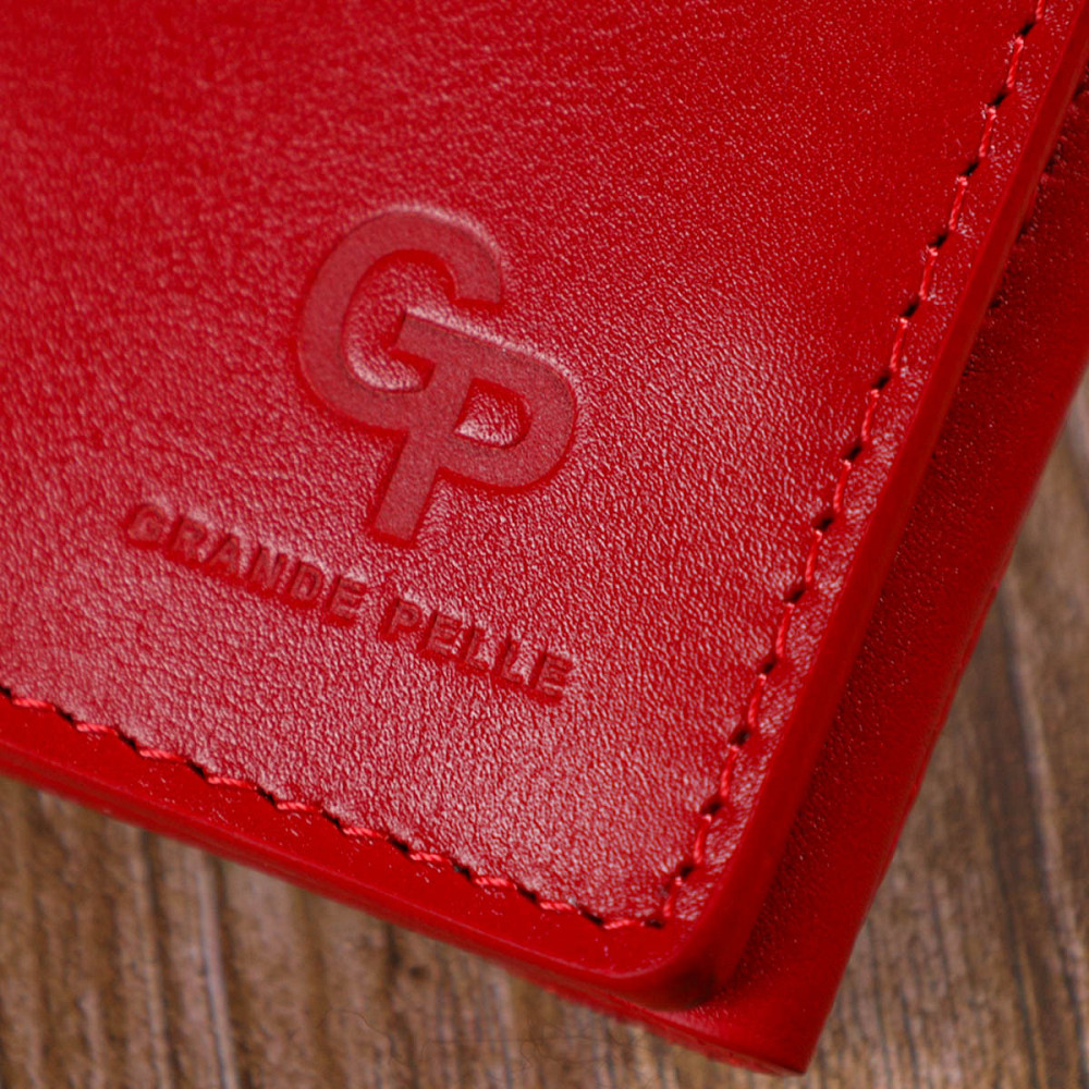 Небольшое женское портмоне в три сложения GRANDE PELLE 16785 Красный Киев - изображение 10