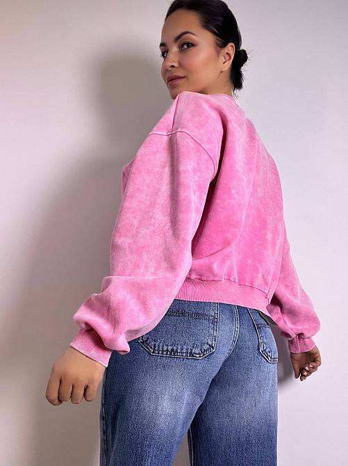 Свитшот женский Joy One 25177 оверсайз свободный крой средняя длина вареный тай-дай one size, розовы Одесса - изображение 9