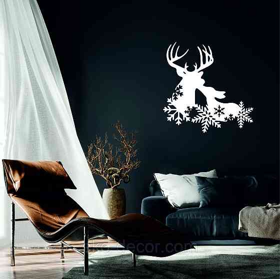 Декоративное настенное Панно «Олень», Декор на стену 90*90 см, Белый Киев