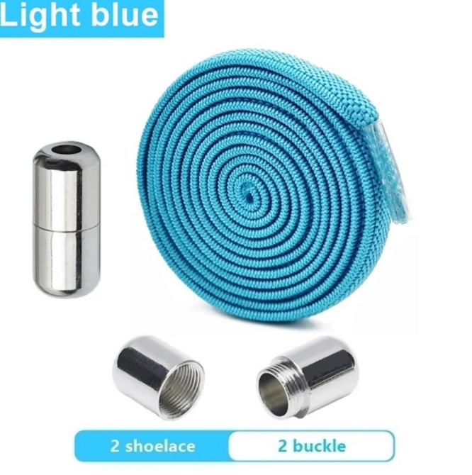 Шнурки еластичні без зав'язок з металевими зажимами Блакитний Сміла - фото 1