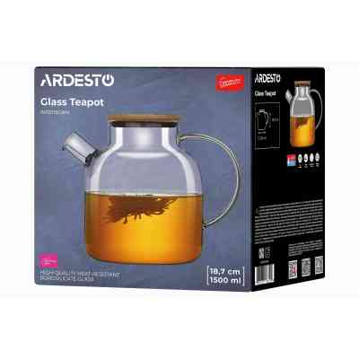 Заварник Ardesto Gemini боросилікатне скло бамбук прозорий 1500мл (AR3015GBM) Винница