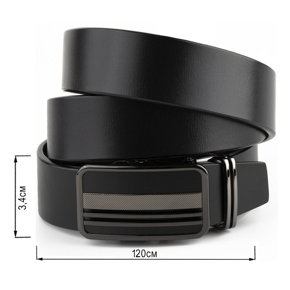 Ремінь чоловічий з автоматичною пряжкою смужки Vintage 20292 Чорний Київ - фото 6