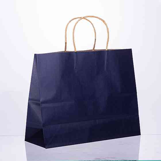 Крафтові подарункові пакети 12 шт, сині 31×12×25 см Київ