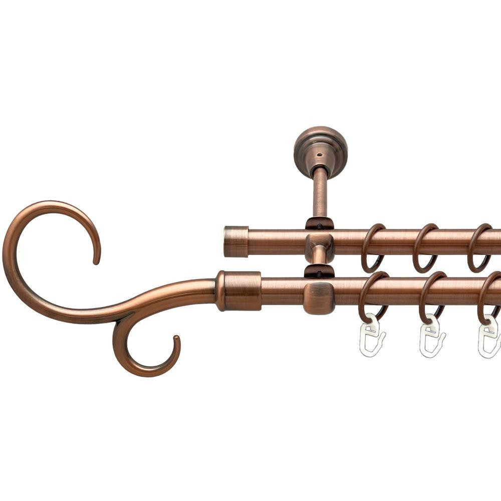 Карниз Orvit Гак Подвійний металевий дворядний відкритий гладка труба кільце металеве Мідь 16\16 мм 240 см (00-00020592) Львів - фото 1