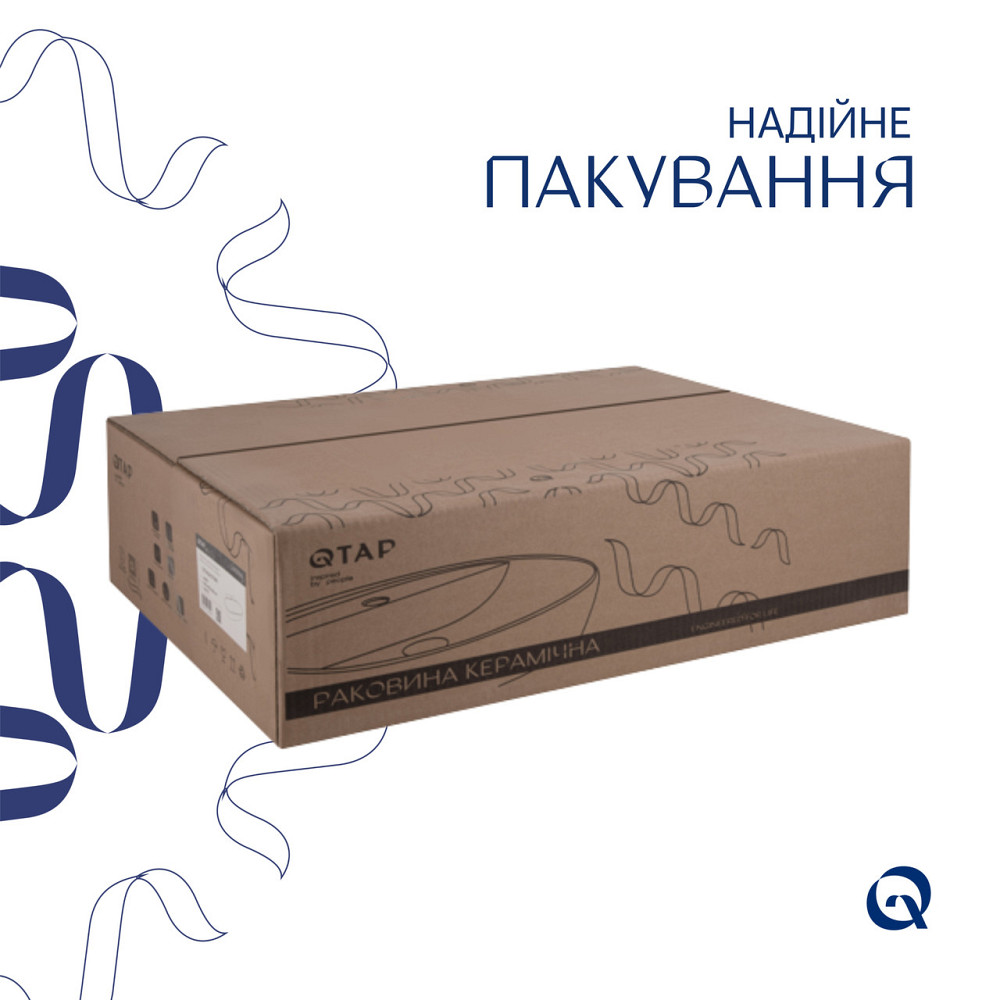 Комплект Qtap Cardinal: Раковина подвесная / накладная овальная 565х400х130 мм White + Донный клапан PU02 Киев - изображение 6