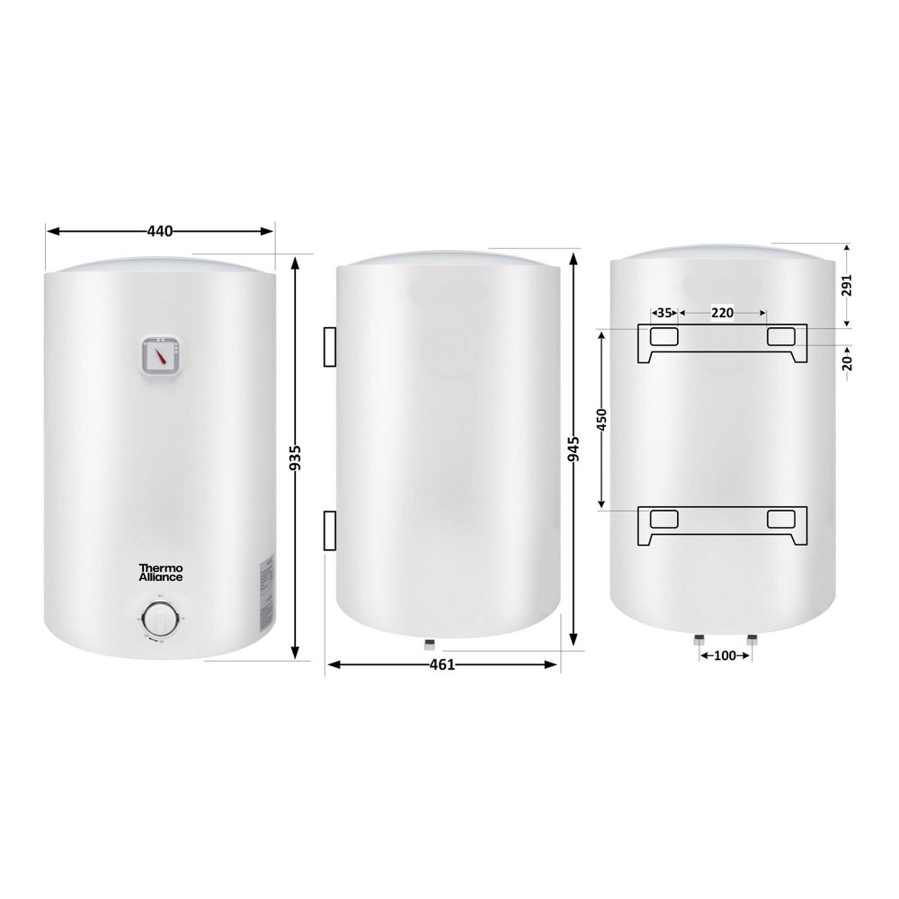 Водонагреватель электрический Thermo Alliance 100 л универсальный, мокрый ТЭН 1,5 кВт D100VH15Q3 Киев - изображение 2