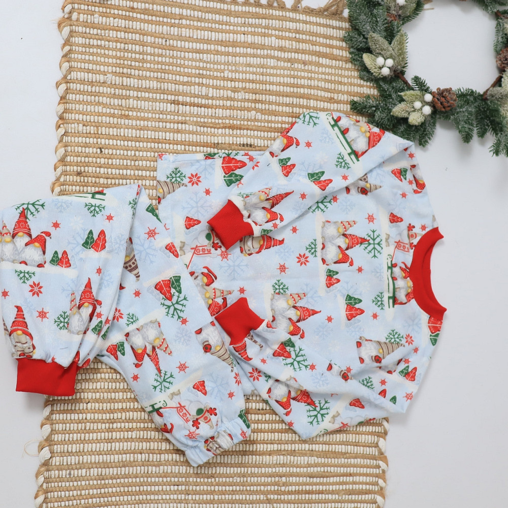 Хлопковая новогодняя детская пижама с гномами (свитшот + штаны) Каменец-Подольский - изображение 5