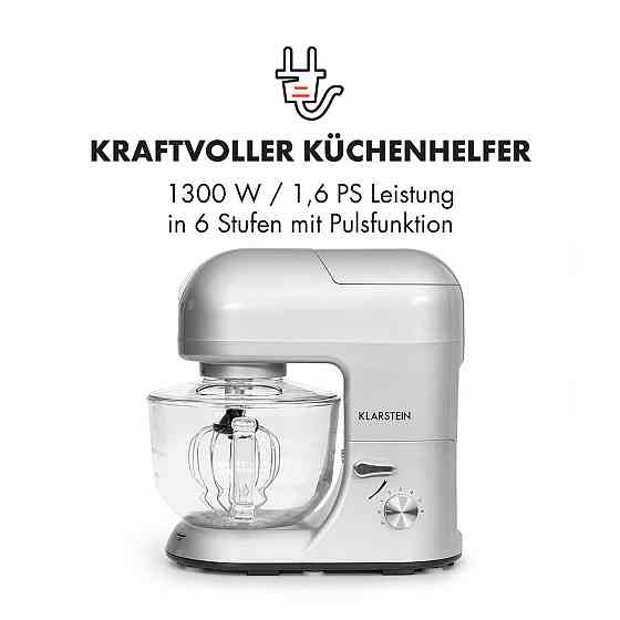 Кухонний комбайн Lucia Argentea 2G, блендер-м'ясорубка, 1300 Вт, без BPA, сріблястий (Німеччина, читати Рівне