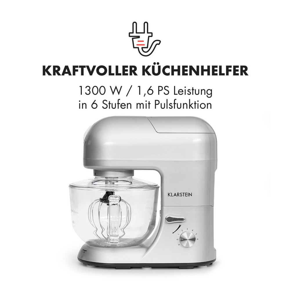 Кухонний комбайн Lucia Argentea 2G, блендер-м'ясорубка, 1300 Вт, без BPA, сріблястий (Німеччина, читати Рівне - фото 2