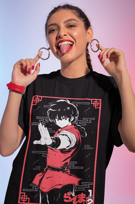 Футболка мужская аниме Ранма Нибун Но Ікхи оверсайз (S/M/L) Черний AnimeJ1155 Днепр - изображение 4