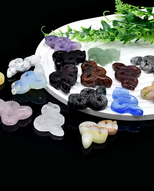 Фигурка змеи из натурального зеленого авантюрина, символ года 2025, змея из камня 5 см, талисман уда Киев - изображение 3