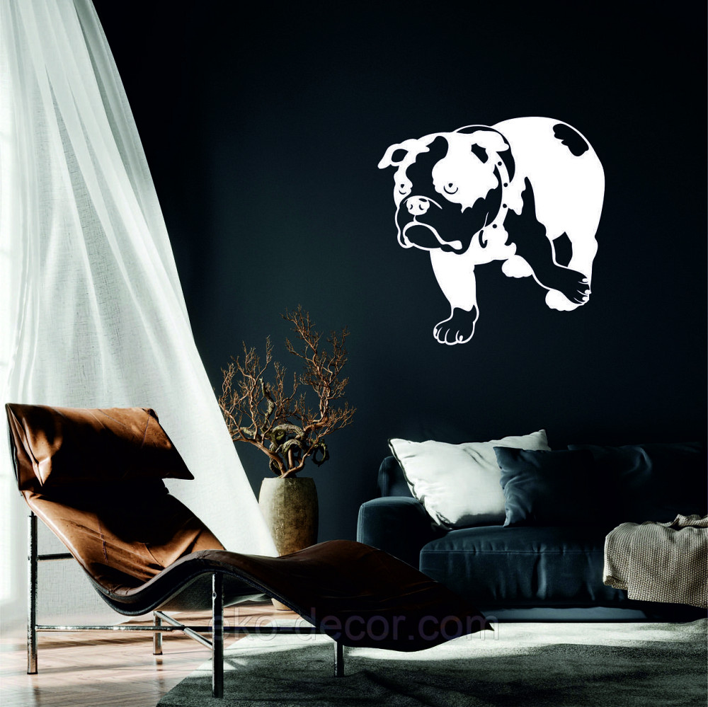 Декоративное настенное Панно «Бульдог» , Декор на стену 90*90 см, Белый Киев - изображение 1