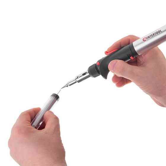 Паяльник газовий 17 мл, комплект аксесуарів INTERTOOL GB-0006 Київ