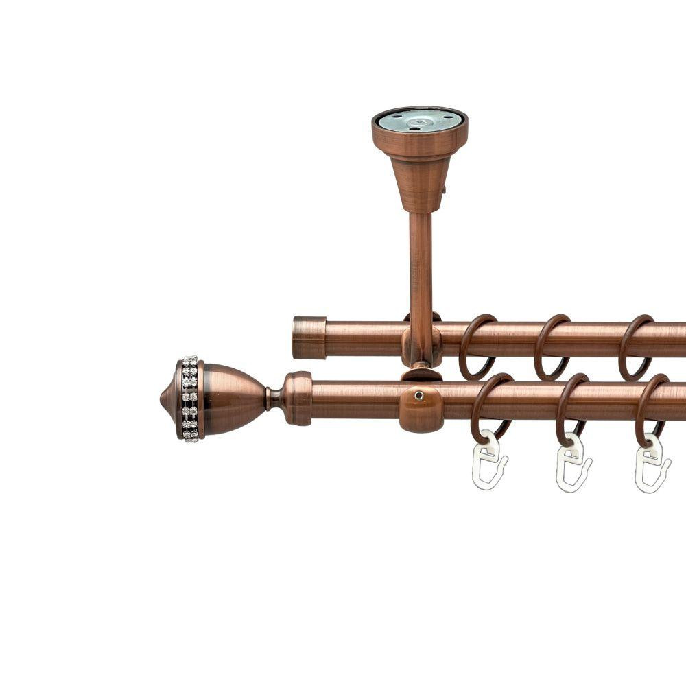 Карниз Orvit Етернія металевий дворядний відкритий до стелі гладка труба кільце металеве Мідь 16\16 мм 140 см Львов - изображение 1