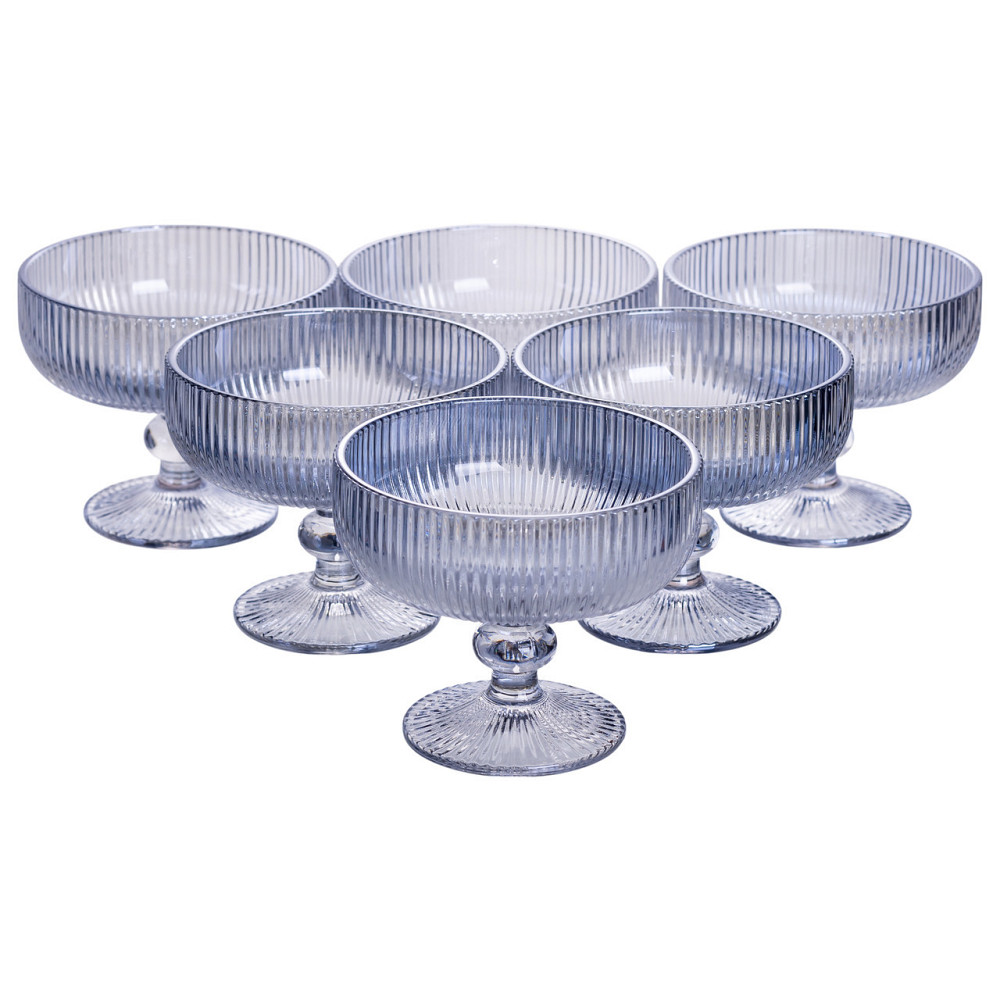 Набір креманок на ніжці 6 шт 400 (мл) скляні креманки для морозива, фруктів, десертів Сірий HP7117BL Київ - фото 1