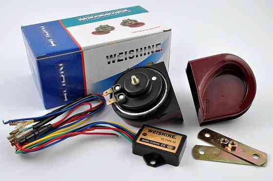 Сигнали (пара) равлик, 12V, кріплення, реле, запобіжник (бордові, mod.1) WEISHINE Київ