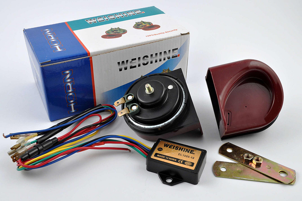 Сигнали (пара) равлик, 12V, кріплення, реле, запобіжник (бордові, mod.1) WEISHINE Киев - изображение 1