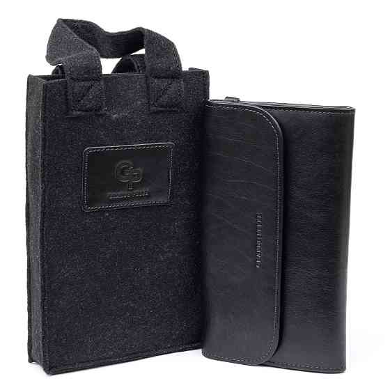 Горизонтальная барсетка-клатч мужская в гладкой коже GRANDE PELLE 11298 Черная Киев