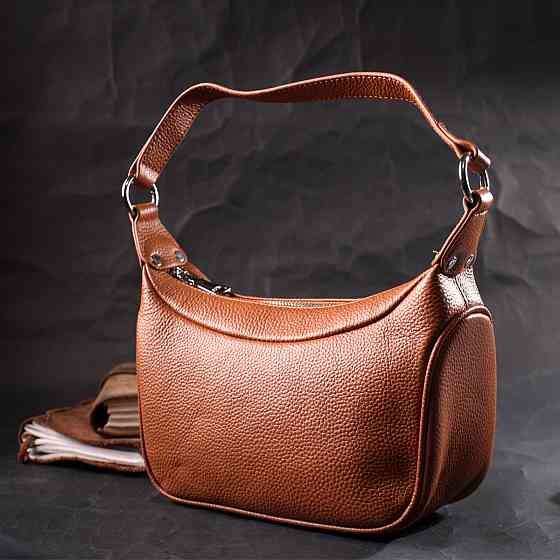 Женская сумка полукруглого формата с одной ручкой из натуральной кожи Коричневая (Vintage) Киев