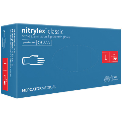 Медицинские перчатки Mercator Medical Nitrylex Classic Нитриловые Неопудренные диагностические Размер L Синие 100 шт. (3.1011) (5906615004929) Винница - изображение 1
