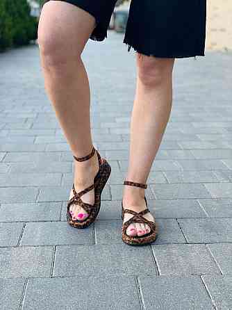 Босоніжки жіночі леопардові EDAN 350 літо, натуральна шкіра / Зручні босоніжки на низькому ходу Коломыя