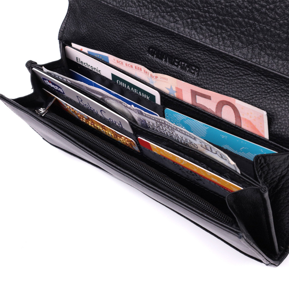 Кожаный женский кошелек с геометрическим клапаном ST Leather 22546 Черный Киев - изображение 6