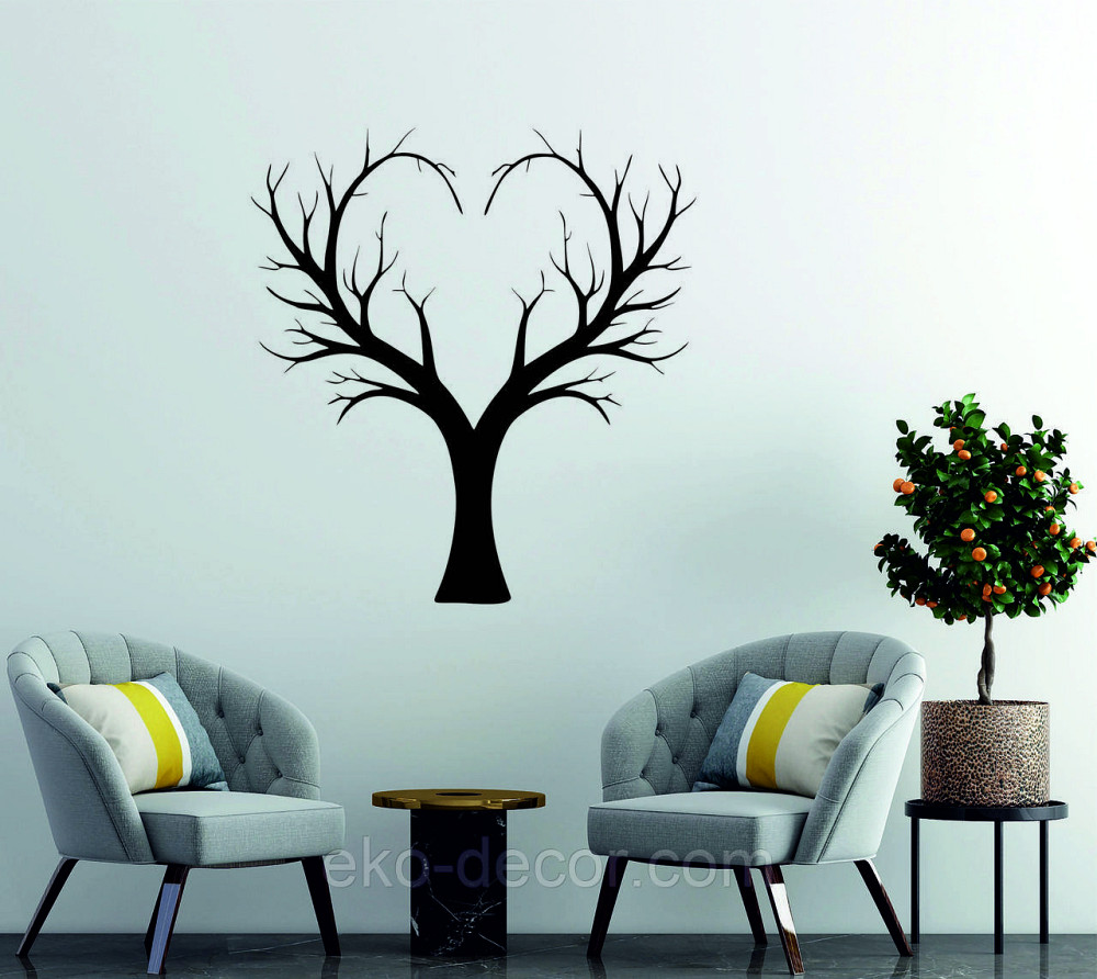 Декоративное настенное 3D Панно «Дерево Сердце» Декор на стену с объемом 90*84 см, Черный Киев - изображение 5