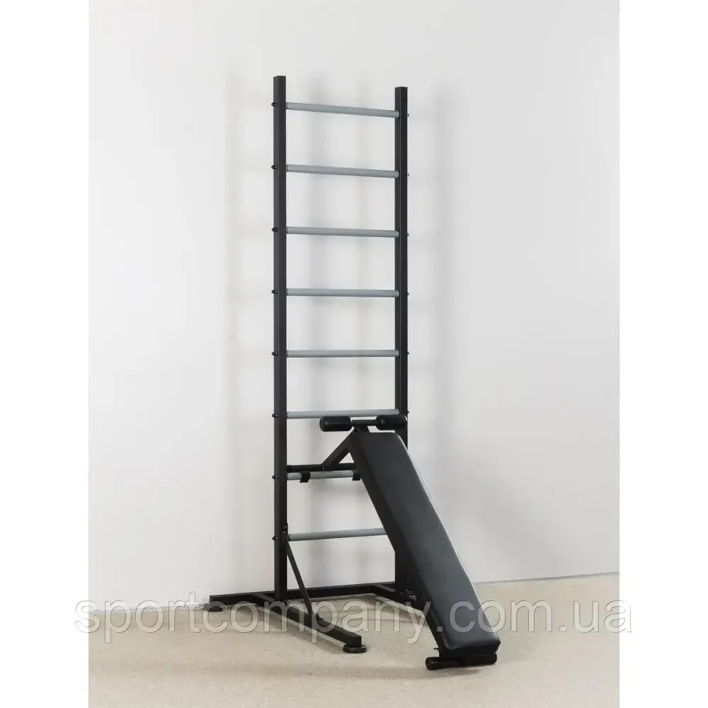 Шведская стенка передвижная Universal Black универсальная без креплений со скамьей для пресса турник брусья Каменское - изображение 5