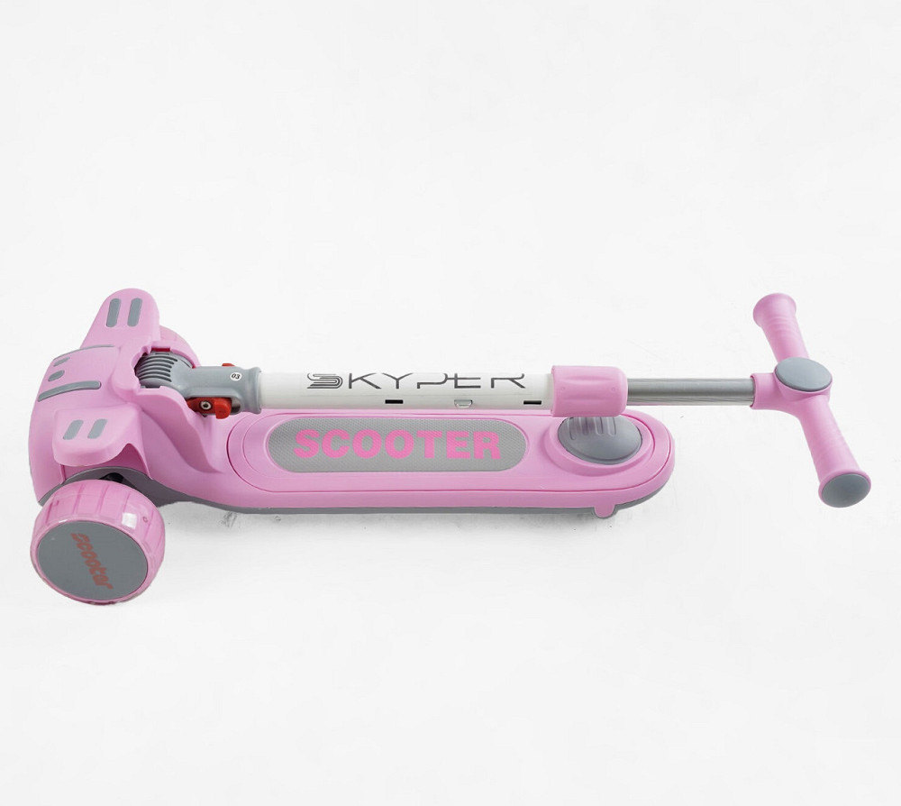 Самокат 5в1 Skyper колеса PU 125х40мм зі світлом платформа з підсвічуванням звук бампер Рожевий (TY-1061) Чернігів - фото 4