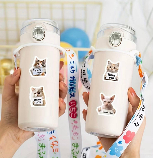 Наклейки Thank you коты 500 шт набор стикеров для упаковки заказов подарков Киев - изображение 7
